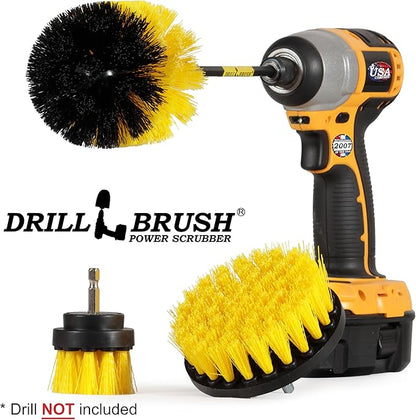 Medium Stiffness Power Scrubber Brush Set with Extension - Bathroom Scrubber Brushes - Scrub Brushes for Shower - Drill Scrub Brush Attachment - Tub Cleaner - Shower Door - Bathroom Mirror