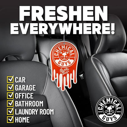 Chemical Guys Car Fresheners, Hanging Air Fresheners - Signature Scent for Cars, Trucks, SUVs, RVs, Home, Office, Work, Dorm Room, & More - 12 Pack