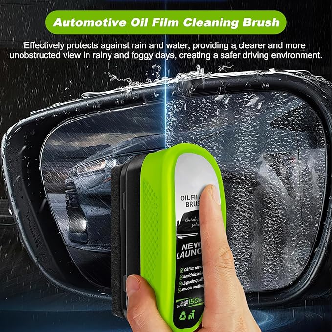 Oil-Free Car Glass Brushes, Upgrade 2.0 Clear Vision Glass Cleaner, Oil Film Cleaning Brush for Automotive Windows, Clearvision Cars Windshield Cleaner Tool, Universal Cleaning Wipe Board (2 SET)