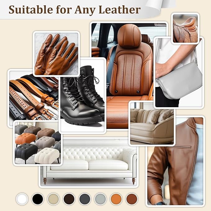 SIHOOPE 2025 New Advanced Leather Recoloring Balm,Dark Gray Leather Repair Kit for Furniture,Leather Dye Filler,Leather Color Restorer for Couches,Leather Scratch Remover for Car Interior