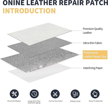 ONine Leather Repair Patch，Leather Repair Tape, 3 x 60 inches Leather Repair Patch for Furniture,Vinyl Repair kit，Leather Couch Patch，for Sofas, Furniture, car Seats(White)