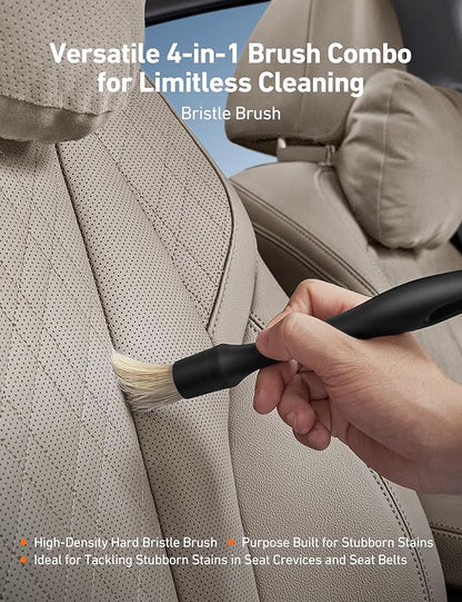 AstroAI 10pcs Windshield Cleaner Tool, Car Interior Detailing Kit with AC Vent Brush, 3 Cleaning Brushes, 4 Microfiber Pads and Spray Bottle, All-Inclusive Cleaning Solution, Car Accessories, Blue