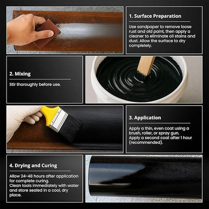 DWIL Rust Converter for Metal, 2 in 1 Rust Converter Paint and Primer, Converts Rust to Long-Lasting Protective Coating, Anti Rust and Rust Prevention Paint, No Sanding or Primer Needed, Black, 16 oz