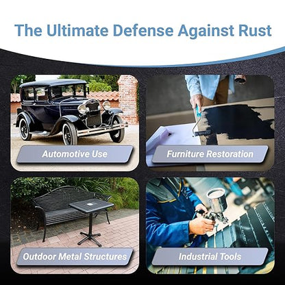 RUST BULLET BlackShell - Gloss Black - 1 Quart - Corrosion Preventive Coating, UV Resistant Rust Proofing Paint, Long-Lasting Metal Protection
