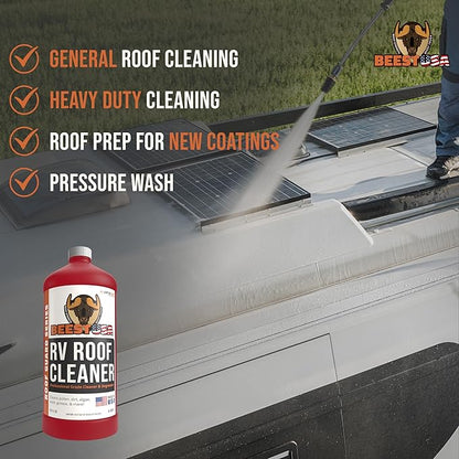 BEEST RV Roof Cleaner (32 Oz Super Concentrated Makes 5 gallons) - Roof Cleaner & Degreaser - Removes Dirt & Stains - Easy to Use - Best For Cleaning RVs, Campers, Trailer, Metal Building, Motorhomes