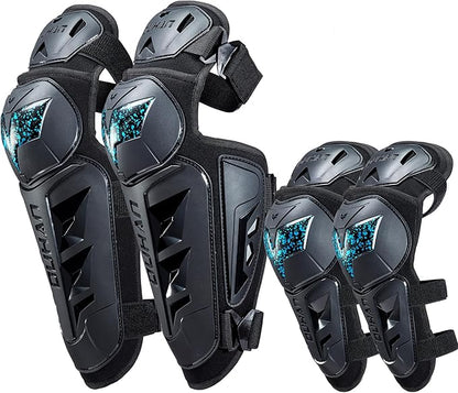 DUHAN Motorcycle Shin Guards 4Pcs Elbow Guard and Knee Pads Adjustable Anti-Slip Motorcycle Protective Gear for Men and Women