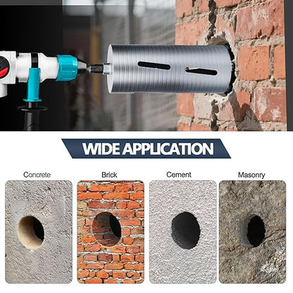 2-1/2 inch Diamond Dry Core Drill Bit, 10" Drilling Depth, 5/8"-11 Thread Core Drill Bit for Concrete Masonry Brick Block, Includes 3 Adapters SDS Plus, SDS Max and Hex (2-1/2 inch)