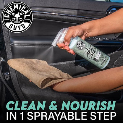 Chemical Guys SPI_103_1602 Sprayable Leather Cleaner and Conditioner in One for Car Interiors, Apparel, and More (Works on Natural, Synthetic, Pleather, and More) Leather Scent, (2 Pack) 16 fl oz
