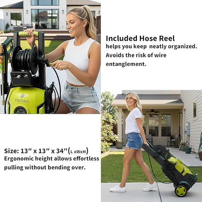 2026Upgraded Pressure Washer 5000PSI with Adj-8-Level Touch Screen, 34" Tall Power Washer, 4 Quick Connect Nozzles, Inlet Hose&Filter&500mlFoam Cannon for Cars/Fences/Driveways,Yellow