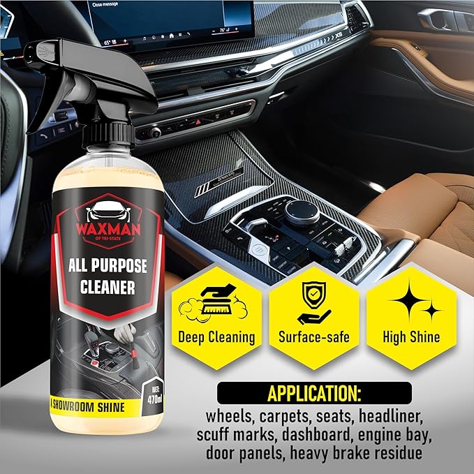 All Purpose Car Cleaner – Professional Multi-Surface Car Interior & Exterior Cleaner for Wheels, Carpets, Seats, Dashboard, Engine Bay – Heavy-Duty Formula – 500 ml