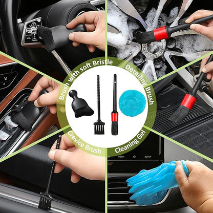 10pcs Windshield Cleaner Tool, Car Window Cleaning Wash Kit with 4 Reusable Microfiber Pads 1 Spray Bottle and Extendable Handle Auto Glass Wiper Kit, Blue&Green