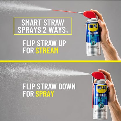 WD-40 Specialist White Lithium Grease Spray with SMART STRAW SPRAYS 2 WAYS, 10 OZ [6-Pack]
