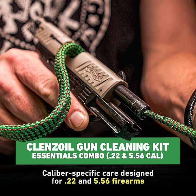 CLENZOIL Field & Range Pistol & Rifle Essentials Gun Cleaning Kit | CLP Spray & Oiler with Bore Cleaner | Clean, Lubricate & Protect | Nylon Brush, Bore Swabs & Microfiber