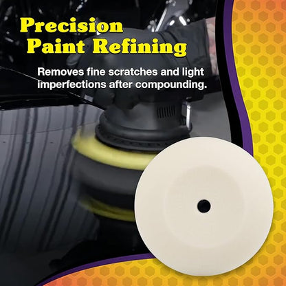 Wizards Foam Polish Buffing Pad - Velcro Backed, Medium Cutting Foam Pad for Car Detailing - ‎No Splatter High Density Foam for Auto Detailing Supplies - 8½" x 1¼"