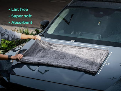 Pittstop Drying Microfiber Towel Large 24x35 Inch 1400 GSM, Edgeless Scratch-Free, Twisted Loop, Super Absorbent, Professional Grade Material, Heavy-Duty, Soft Durable, Car Drying Towel,