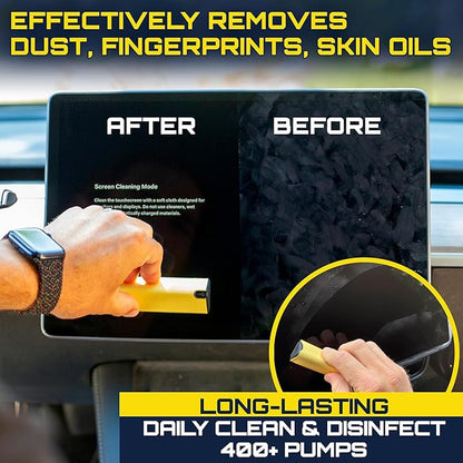 Car Screen Cleaner Spray And Wipe, 2-in-1 Spray and Microfiber Cloth Touch Screen Cleaner For Car Display, Cell Phone, Laptop, IPad, IPhone, Macbook Air, Computer (Yellow)