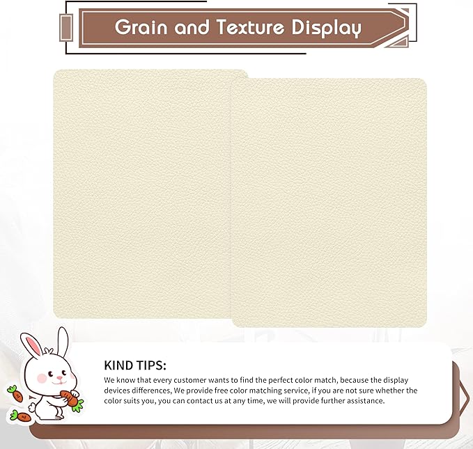 KING MOUNTAIN Leather Repair Patch,2 Packs 9 x 11 Inches self Adhesive Leather Repair Tape for Damaged Leather Furniture, Sofa Seating,Car Seats, Leather Goods(Beige White)
