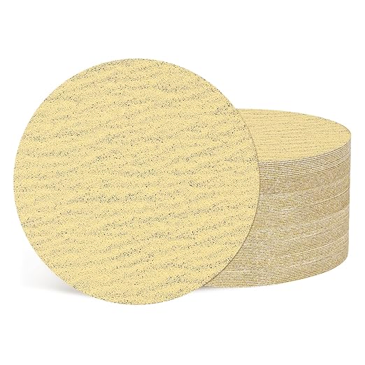 Kozelo 50 Pcs Sanding Discs 3 Inch 120 Grit Hook and Loop Random Orbital Sandpapers Suitable for Drywall Sander Wood Metal Furniture, Yellow