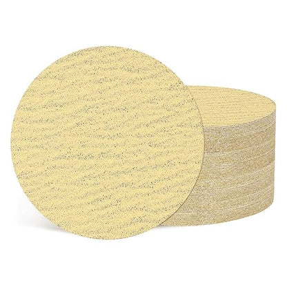 Kozelo 50 Pcs Sanding Discs 3 Inch 120 Grit Hook and Loop Random Orbital Sandpapers Suitable for Drywall Sander Wood Metal Furniture, Yellow