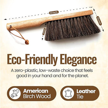 Dustpan Bench Woodworking Brush-USA 13 inch Horsehair Brushes are Used for Counter, Furniture, Drafting, Patio, Fireplace Cleaning, Shop Brush, Leather Tie, Woodworking Tool & Accessories