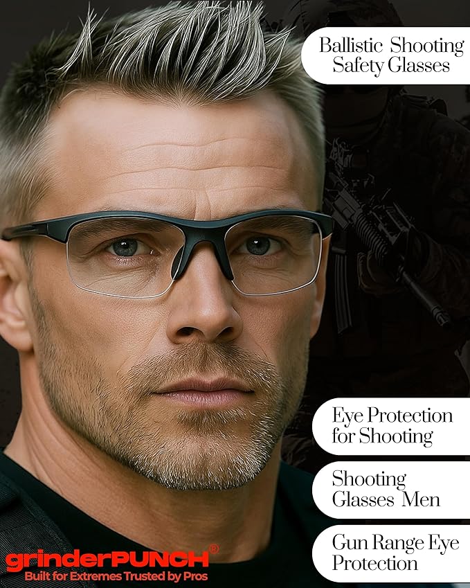 grinderPUNCH Tactical Shooting Glasses Military Grade Impact Resistant Protection 100% UV Lenses ANSI Z87 Safety Glasses