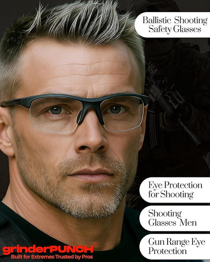 grinderPUNCH Tactical Shooting Glasses Military Grade Impact Resistant Protection 100% UV Lenses ANSI Z87 Safety Glasses