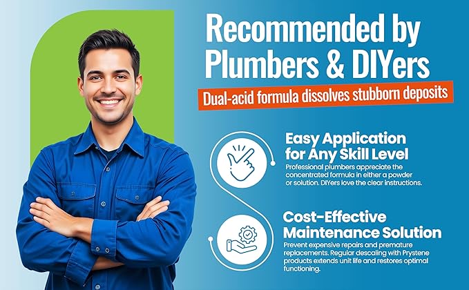 Tankless Water Heater Descaler Powder (1.2 Pounds) - Professional-Grade Descaler/Cleaner Restores Heating Efficiency. Easy to Use, Food Grade Ingredients, Biodegradable, Made in USA.