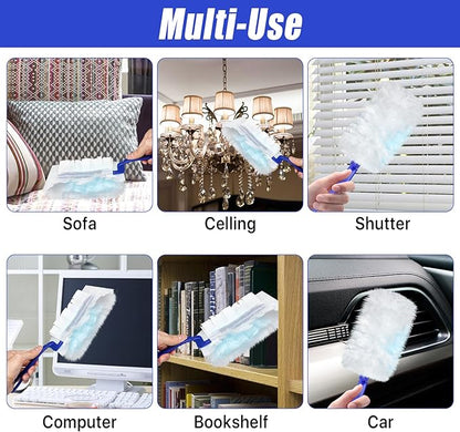 100 Pcs Duster Refills Bulk, Thickened Duster Refill Electrostatic Duster Head, Duster Refills for Cleaning with 4 Handles, Disposable Duster Refills for Cleaning Blinds, Ceiling Fans(Blue)