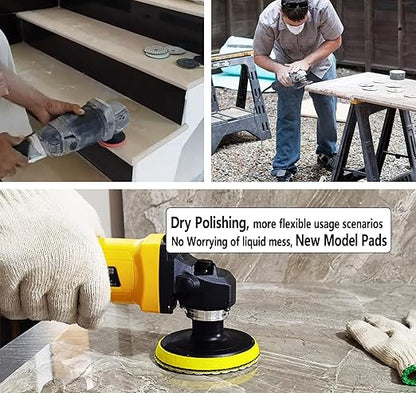 5 Inch Dry Diamond Polishing Pads, 11PCS Wet/Dry Granite Stone Buffing Pad Kit for Marble Concrete Quartz Tiles - High Temperature Resistance Sand Disc for Drill Grinder Polisher