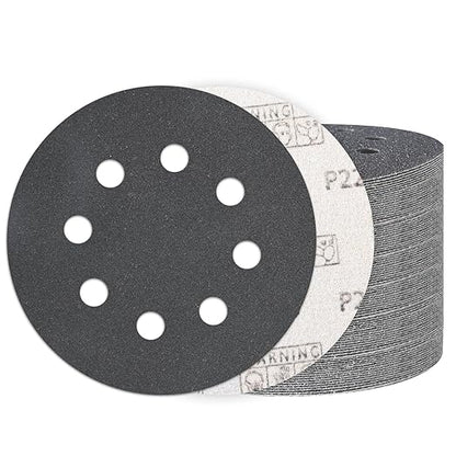 100PCS 5 Inch Hook and Loop Sanding Discs 220 Grit, 8 Hole Wet Dry Orbital Sander Sand Paper, Silicon Carbide Sandpaper for Automotive Wood Metal Glass