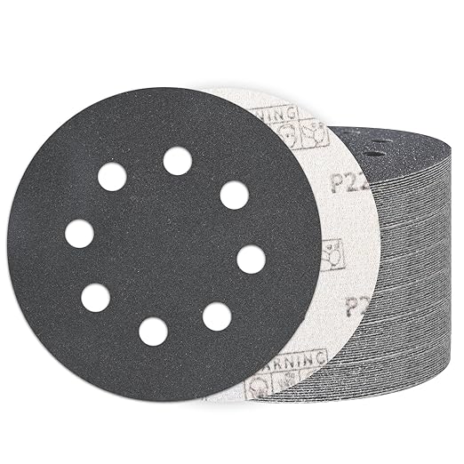 100PCS 5 Inch Hook and Loop Sanding Discs 220 Grit, 8 Hole Wet Dry Orbital Sander Sand Paper, Silicon Carbide Sandpaper for Automotive Wood Metal Glass