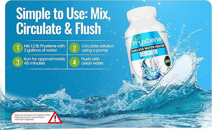 Tankless Water Heater Descaler Powder (1.2 Pounds) - Professional-Grade Descaler/Cleaner Restores Heating Efficiency. Easy to Use, Food Grade Ingredients, Biodegradable, Made in USA.
