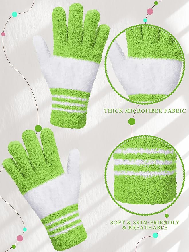 Patelai 3 Pairs Microfiber Plant Dusting Gloves Leaf Cleaning Gloves for Indoor Plants, Blinds, Furniture, House(Yellow, Blue, Pink, White,Large)