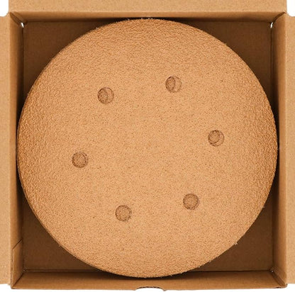 Dura-Gold Premium 40 Grit 6" Gold Sandpaper Discs, 6 Hole Pattern Dustless, Box of 25 - Hook & Loop Backing for DA Sander, Finishing Coarse Sanding Abrasive Automotive Paint, Woodworking Wood, Metal