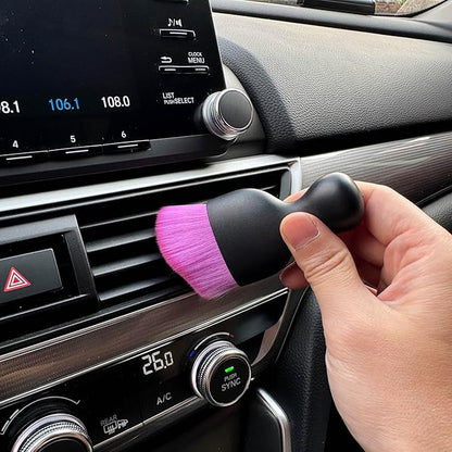 Car Detailing Brush, Soft Bristle Cleaning Brush, Scratch-Free Auto Duster Tool for Dashboard, Air Vents, Leather & Interior Cleaning (Black&Purple&Rose)