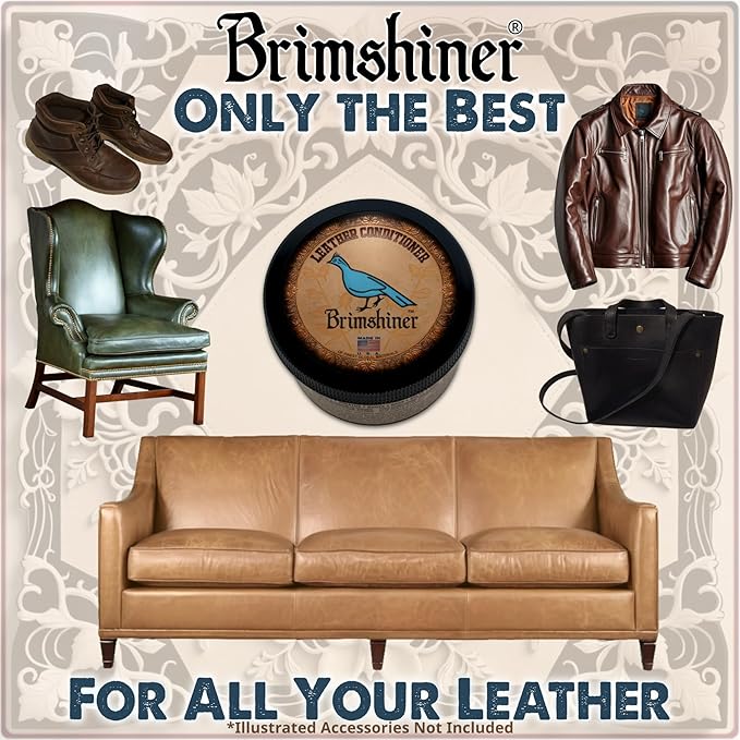 Brimshiner Leather Conditioner - for Heavy Duty Leather Gear, Boots, Bags, and More (8.5 fl oz)