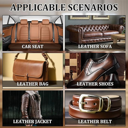 SIHOOPE Car Leather Repair Kit for Furniture, Vinyl Repair Kit for Car Interiors Seat, Leather Filler, Fixes Tears, Holes, Scratches and Peeling, Restores Faux, Artificial, and Genuine Leather (Brown)