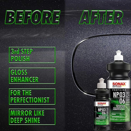 SONAX Profiline Nano Polish 3/6 | Medium-Cut Polish with Ultra-Fine Finish | Removes Swirls, Water Spots & Oxidation | No Haze, Dust-Free Formula | Safe for All Paint Systems & Body Shop | 208300 | 1L