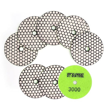 DT-DIATOOL Dry Diamond Polishing Pads 4 Inch for Granite Marble Quartz Stone Countertop Tiles 8 Pieces Grits 3000