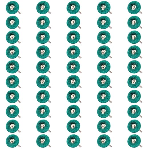 50 PCS Abrasive Buffing Wheels,1 Inch Buffing Polishing Wheel Set for Rotary Tool Accessorie 1/8'' (3mm) Shank, Green 150 Grits for Metal,Wood, Rust Removal