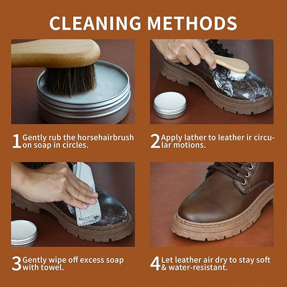 WERNMIND Mink Oil White Saddle Soap Leather Cleaning Boots Shoe Cleaner Leather Conditioner Boot Cace Kit