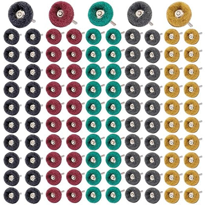 100 PCS Abrasive Buffing Wheels,1 inch Polishing Wheel Set for Proxxon Dremel Rotary Tool Accessory-1/8 Shank