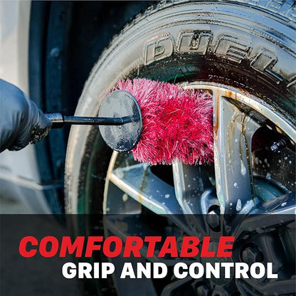 Maxshine 6” Universal Bristle Wheel & Rim Brush | Short PP Handle with Soft Durable Bristles | Quick, Safe & Cleaning Tool for Wheels, Rims, Exhausts & Engine Bays | Detailing for Cars, Trucks & SUVs