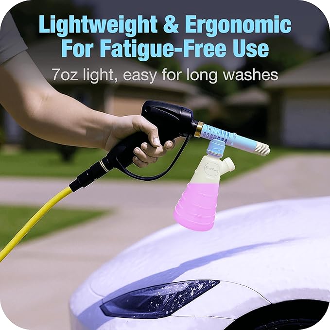 Upgraded Foam Cannon, Lightweight Car Wash Foam Cannon, Leak-Proof Construction, Fits 1/4 Inch Connector Pressure Washer, Easy Car Wash at Home