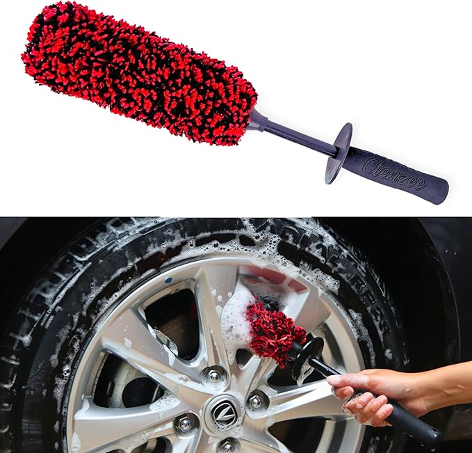 Large Microfiber Wheel Brush for SUVs, RVs & Trucks | Soft Non-Metallic Rim Cleaner Brush with Premium Microfiber Wool | Non-Metallic Wheel Cleaner Brush for Large Size Rim