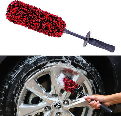 Large Microfiber Wheel Brush for SUVs, RVs & Trucks | Soft Non-Metallic Rim Cleaner Brush with Premium Microfiber Wool | Non-Metallic Wheel Cleaner Brush for Large Size Rim