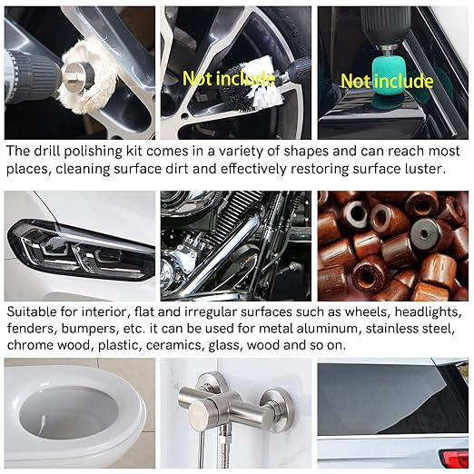 Unicaravan Aluminum Wheel Polishing Kit for Drill Buffing Wheel for Car Motorcycle Wheel Rim Manifold Polishing for Stainless Steel Chrome Wood Plastic Ceramic Glass Woods Machine Jewelry etc 6PCS
