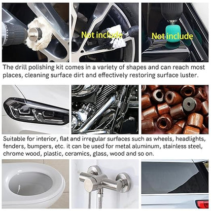 Unicaravan Aluminum Wheel Polishing Kit for Drill Buffing Wheel for Car Motorcycle Wheel Rim Manifold Polishing for Stainless Steel Chrome Wood Plastic Ceramic Glass Woods Machine Jewelry etc 6PCS