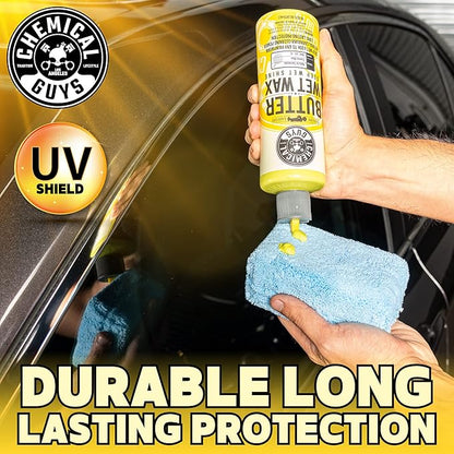 Chemical Guys WAC_201 Butter Wet Wax, Deep Wet Shine for Cars, Trucks, SUVs, RVs & More, 128 fl oz (1 Gallon) Banana Scent