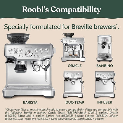 Roobi Breville Compatible Espresso Machine Cleaning & Maintenance Kit. Includes 52 Breville Cleaning Tablets and 6 Water Filters. Carbon Neutral. 1 Year Supply.